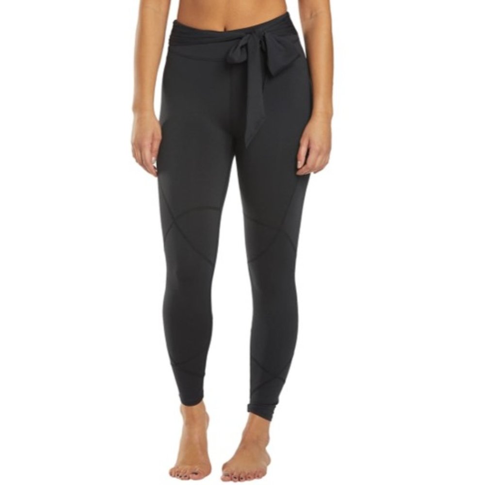 Free People Movement High Bar Yoga Active Leggings Tie Front Black Size XS EUC